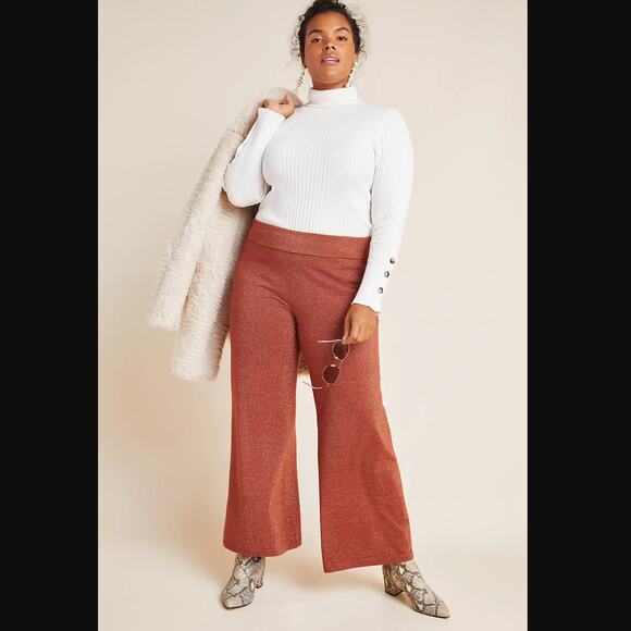 Anthropologie Soho Shimmer Knit Wide-Leg Pants - New - Plus Size 1X Women's - Picture 1 of 7